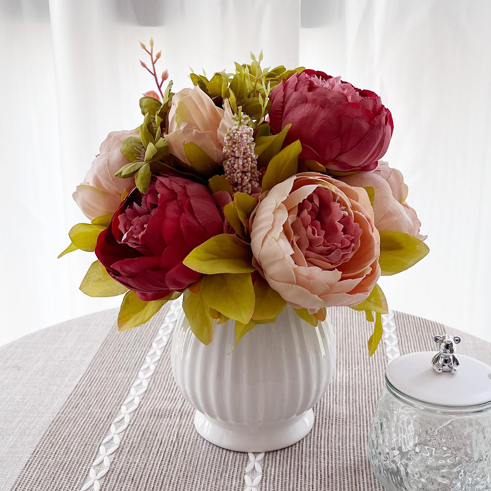 Amazon.com: LZTDRZH Artificial Peony Flowers with White Pots, 12